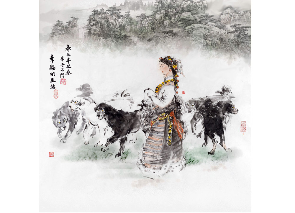 南春红《幸福的生活》国画（石家庄）